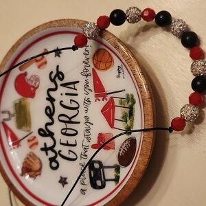 Red, Black & White Rhinestone Beaded Necklace - GameDay - Team Spirit Jewelry